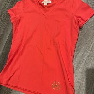 Michael Kors Women's Red V-Neck Top
